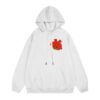 Casual White Tomato Print Pullover Hoodie