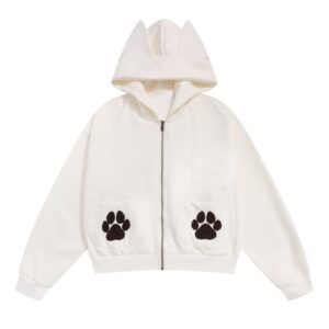 Playful Cute White Chic Hoodie