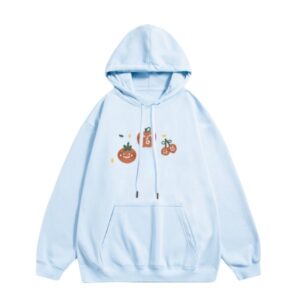 Casual Smiley Veggie Graphic Pullover Hoodie