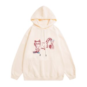 Personalized Cat Print Pullover Hoodie
